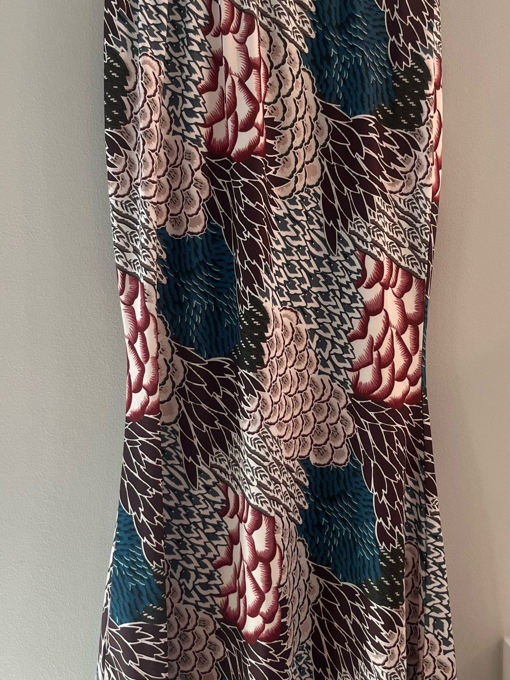 SHEIN Floral Graphic Maxi Skirt - Blue, Burgundy & Cream